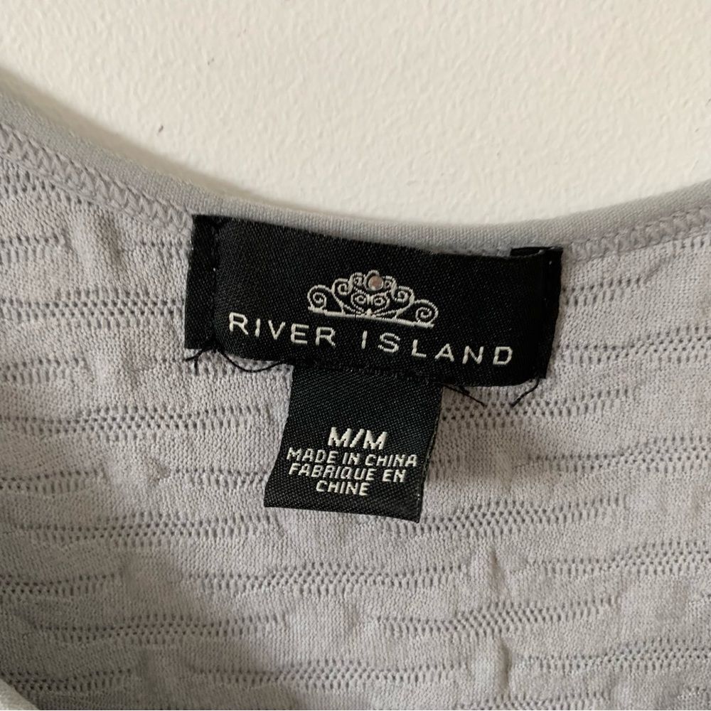 River Island Gray Ribbed Bodycon Midi Dress Stretchy Sleeveless Minimalist - Picture 5 of 8